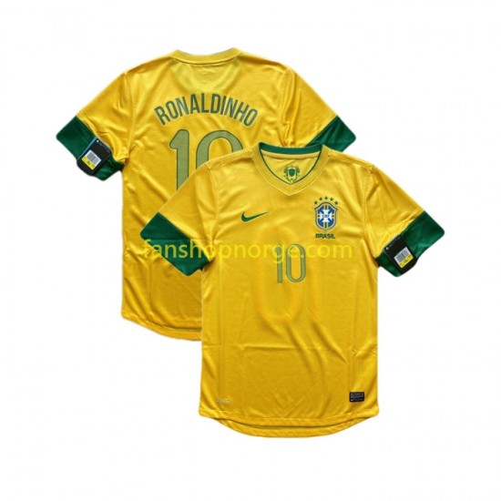 Billige Fotballdrakter Brasil RONALDINHO 10 2012 Retro Herre Hjemmedrakt Kortermet