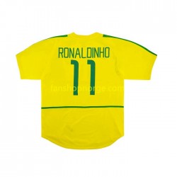 Billige Fotballdrakter Brasil RONALDINHO 11 Retro Herre Hjemmedrakt 2002 Kortermet