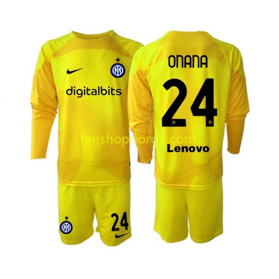 Billige Fotballdrakter Inter Milan Andre Onana 24 Keeper Barn Bortedrakt 2022-2023 Langermet