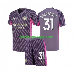 Billige Fotballdrakter Manchester City Ederson Moraes 31 Keeper Barn Bortedrakt 2023-2024 Kortermet