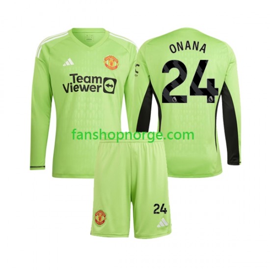 Billige Fotballdrakter Manchester United Andre Onana 24 Keeper Barn Hjemmedrakt 2023-2024 Langermet