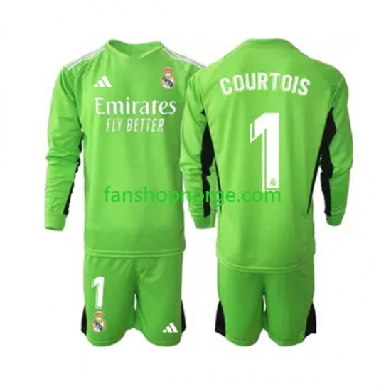 Billige Fotballdrakter Real Madrid Thibaut Courtois 1 Keeper Barn Hjemmedrakt 2023-2024 Langermet