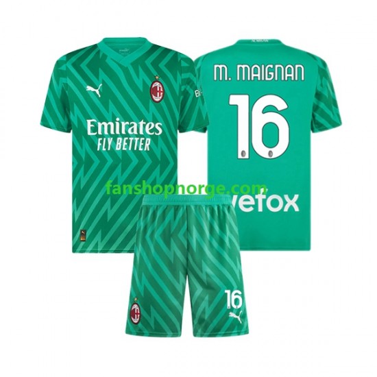 Billige Fotballdrakter AC Milan Mike Maignan 16 Keeper Barn Hjemmedrakt 2023-2024 Kortermet