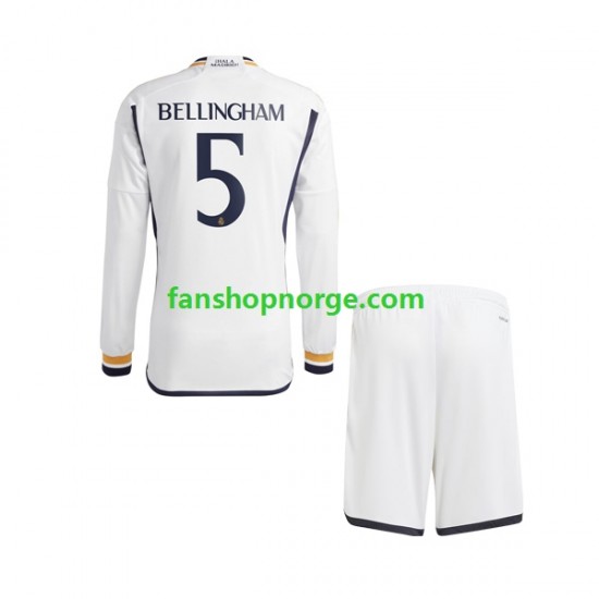Billige Fotballdrakter Real Madrid Jude Bellingham 5 Barn Hjemmedrakt 2023-2024 Langermet
