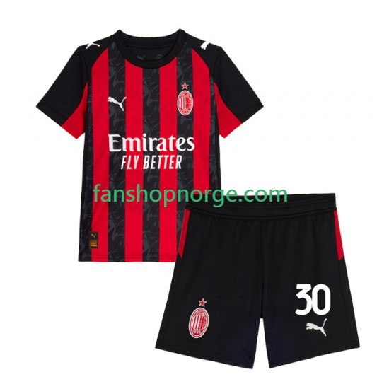 Billige Fotballdrakter AC Milan Ardon Jashari 30 Barn Hjemmedrakt 2025-2026 Kortermet