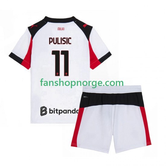 Billige Fotballdrakter AC Milan Christian Pulisic 11 Barn Bortedrakt 2025-2026 Kortermet