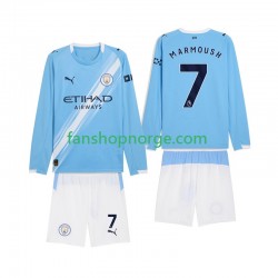 Billige Fotballdrakter Manchester City Omar Marmoush 7 Barn Hjemmedrakt 2025-2026 Langermet
