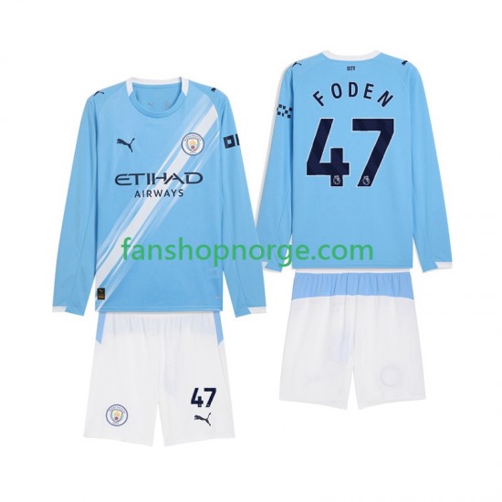 Billige Fotballdrakter Manchester City Phil Foden 47 Barn Hjemmedrakt 2025-2026 Langermet