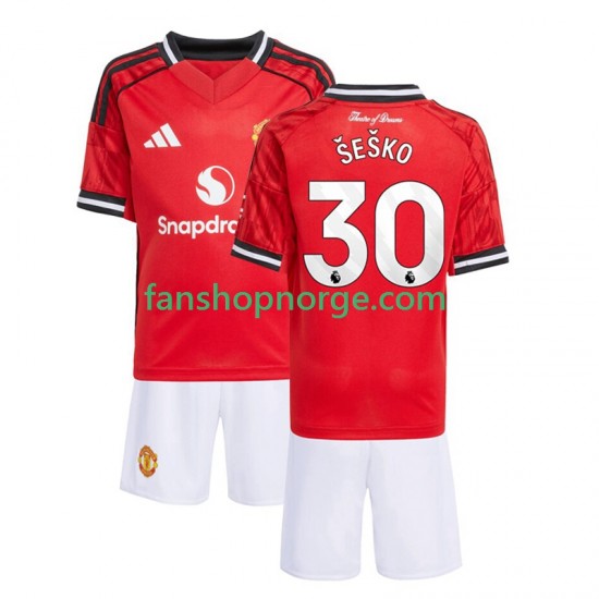 Billige Fotballdrakter Manchester United Benjamin Sesko 30 Barn Hjemmedrakt 2025-2026 Kortermet