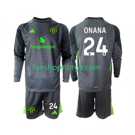 Billige Fotballdrakter Manchester United Andre Onana 24 Keeper Barn Bortedrakt 2025-2026 Langermet