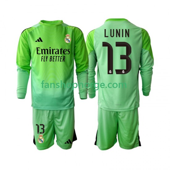 Billige Fotballdrakter Real Madrid Andriy Lunin 13 Keeper Barn Bortedrakt 2025-2026 Langermet