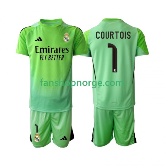 Billige Fotballdrakter Real Madrid Thibaut Courtois 1 Barn Bortedrakt 2025-2026 Kortermet