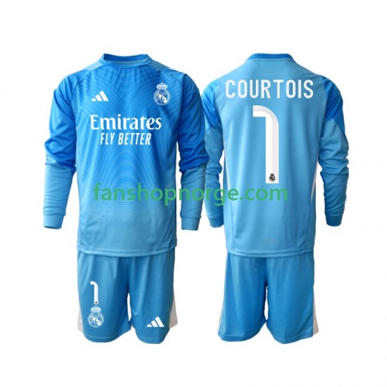 Billige Fotballdrakter Real Madrid Thibaut Courtois 1 Barn Hjemmedrakt 2025-2026 Langermet