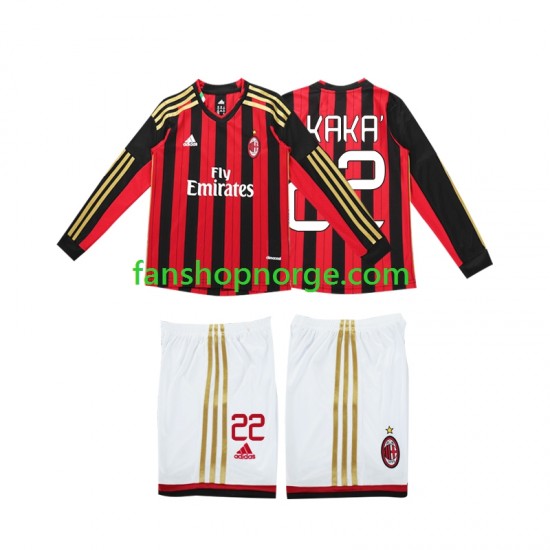 Billige Fotballdrakter AC Milan Kaka 22 2013 2014 Retro Barn Hjemmedrakt Langermet