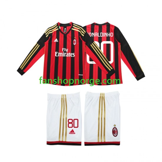 Billige Fotballdrakter AC Milan RONALDINHO 80 2013 2014 Retro Barn Hjemmedrakt Langermet