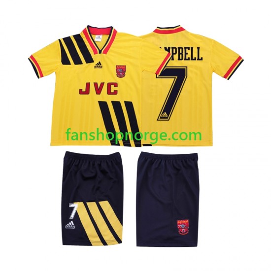 Billige Fotballdrakter Arsenal CAMPBELL 7 1993 Retro Barn Bortedrakt 1994 Kortermet