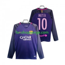 Billige Fotballdrakter FC Barcelona Lionel Messi 10 2016 2017 Retro Herre Bortedrakt Langermet