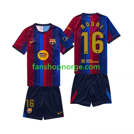 Billige Fotballdrakter FC Barcelona Rodri 16 Barn Hjemmedrakt 2026-2027 Kortermet