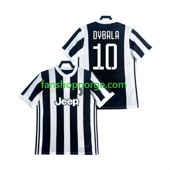Billige Fotballdrakter Juventus DYBALA 21 2017 2018 Retro Herre Hjemmedrakt Kortermet
