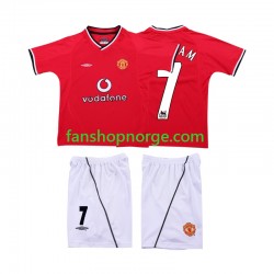 Billige Fotballdrakter Manchester United BECKHAM 7 2000 Retro Barn Hjemmedrakt 2002 Kortermet