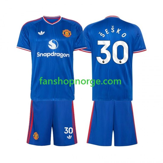 Billige Fotballdrakter Manchester United Benjamin Sesko 30 Barn Bortedrakt 2026-2027 Kortermet