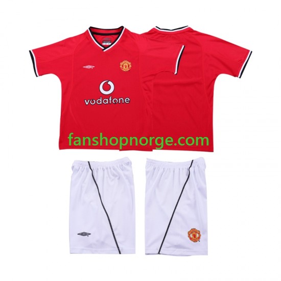 Billige Fotballdrakter Manchester United 2000 Retro Barn Hjemmedrakt 2002 Kortermet