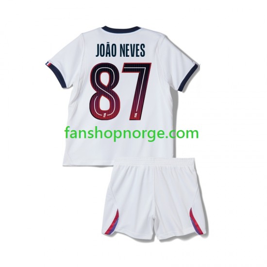 Billige Fotballdrakter Paris Saint-Germain Joao Neves 87 Barn Bortedrakt 2026-2027 Kortermet