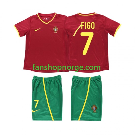 Billige Fotballdrakter Portugal FIGO 7 Retro Barn Hjemmedrakt 2002 Kortermet
