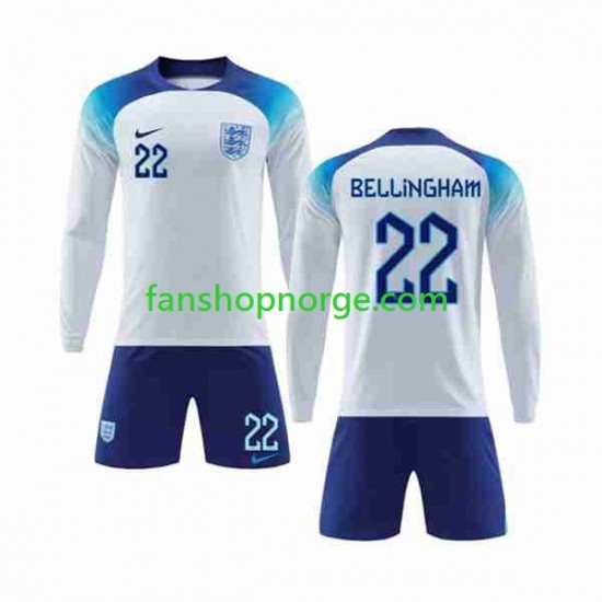 Billige Fotballdrakter England Bellingham 22 Barn Hjemmedrakt World Cup 2022 Langermet
