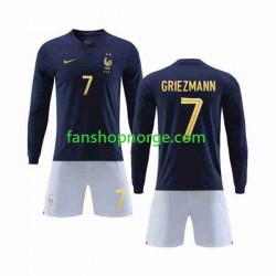 Billige Fotballdrakter Frankrike Griezmann 7 Barn Hjemmedrakt World Cup 2022 Langermet