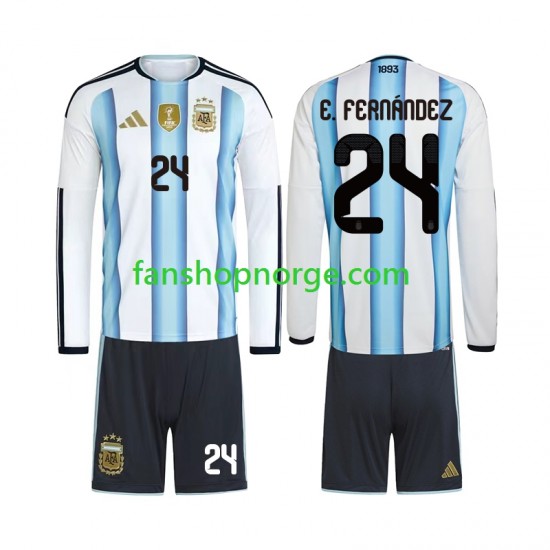 Billige Fotballdrakter Argentina Enzo Fernandez 24 Barn Hjemmedrakt World Cup 2026 Langermet