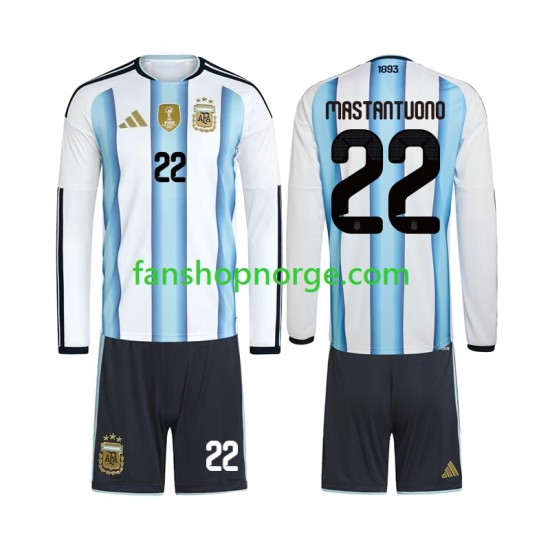 Billige Fotballdrakter Argentina Franco Mastantuono 22 Barn Hjemmedrakt World Cup 2026 Langermet