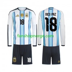 Billige Fotballdrakter Argentina Nico Paz 18 Barn Hjemmedrakt World Cup 2026 Langermet