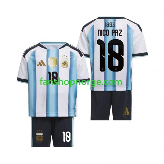 Billige Fotballdrakter Argentina Nico Paz 18 Barn Hjemmedrakt World Cup 2026 Kortermet