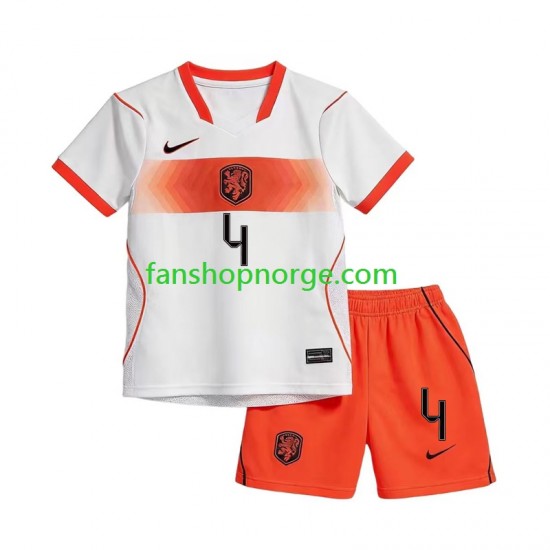 Billige Fotballdrakter Nederland Virgil van Dijk 4 Barn Bortedrakt World Cup 2026 Kortermet