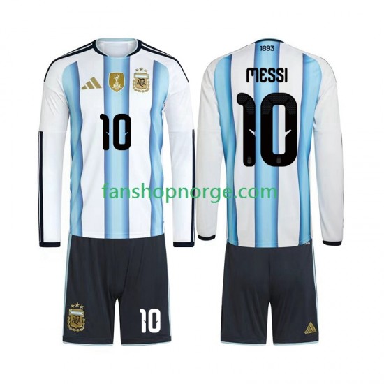 Billige Fotballdrakter Argentina Lionel Messi 10 Barn Hjemmedrakt World Cup 2026 Langermet