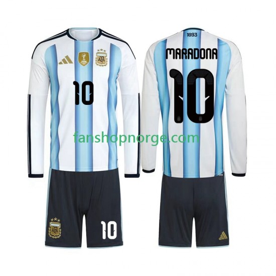 Billige Fotballdrakter Argentina Maradona 10 Barn Hjemmedrakt World Cup 2026 Langermet