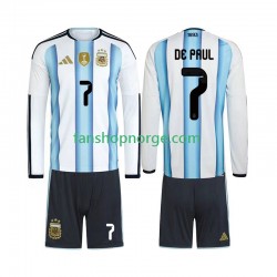 Billige Fotballdrakter Argentina Rodrigo De Paul 7 Barn Hjemmedrakt World Cup 2026 Langermet
