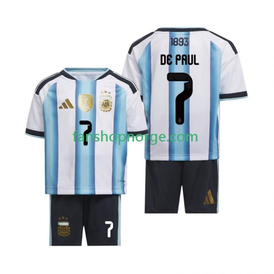 Billige Fotballdrakter Argentina Rodrigo De Paul 7 Barn Hjemmedrakt World Cup 2026 Kortermet