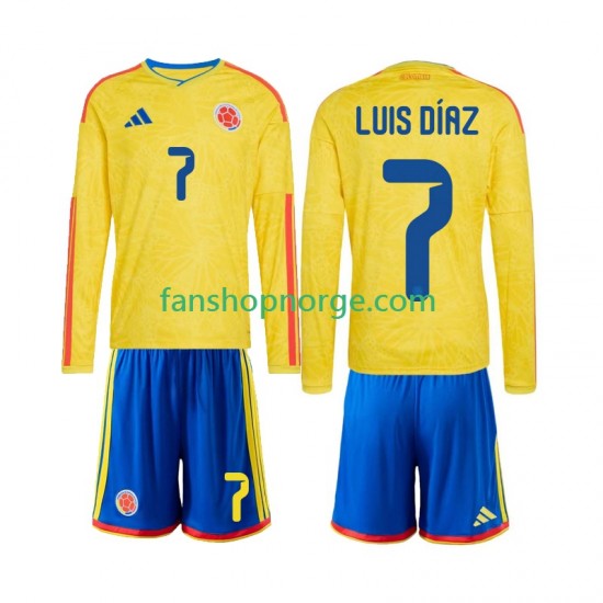 Billige Fotballdrakter Colombia Luis Diaz 7 Barn Hjemmedrakt World Cup 2026 Langermet