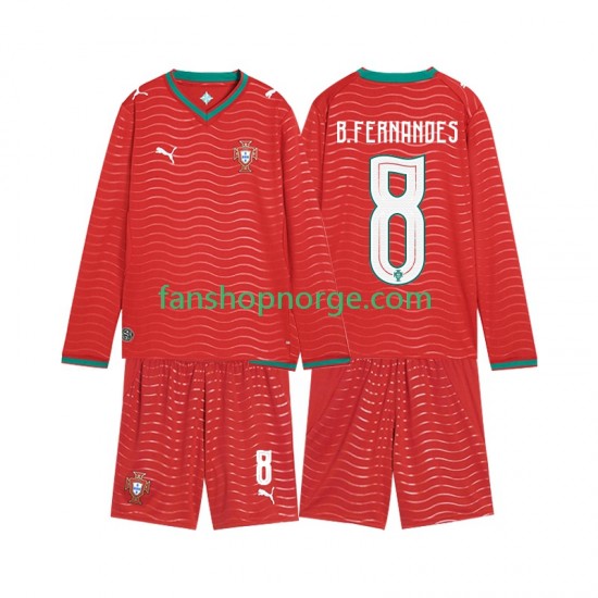 Billige Fotballdrakter Portugal Bruno Fernandes 8 Barn Hjemmedrakt World Cup 2026 Langermet
