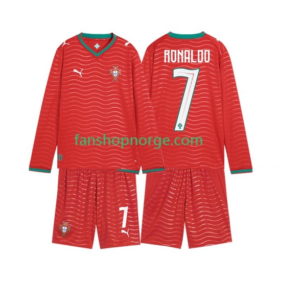 Billige Fotballdrakter Portugal Cristiano Ronaldo 7 Barn Hjemmedrakt World Cup 2026 Langermet