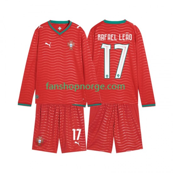 Billige Fotballdrakter Portugal Rafael Leao 17 Barn Hjemmedrakt World Cup 2026 Langermet