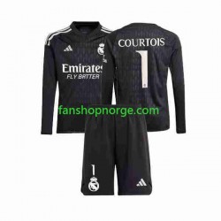 Billige Fotballdrakter Real Madrid Thibaut Courtois 1 Keeper Barn Bortedrakt 2023-2024 Langermet