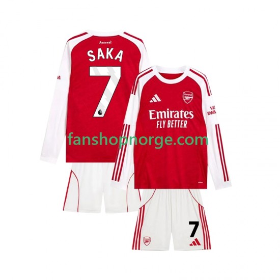 Billige Fotballdrakter Arsenal Bukayo Saka 7 Barn Hjemmedrakt 2025-2026 Langermet