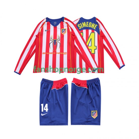 Billige Fotballdrakter Atlético Madrid SIMEONE 14 2005 Retro Barn Hjemmedrakt 2004 Langermet