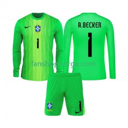 Billige Fotballdrakter Brasil Alisson Becker 1 Keeper Barn Hjemmedrakt 2026 Langermet