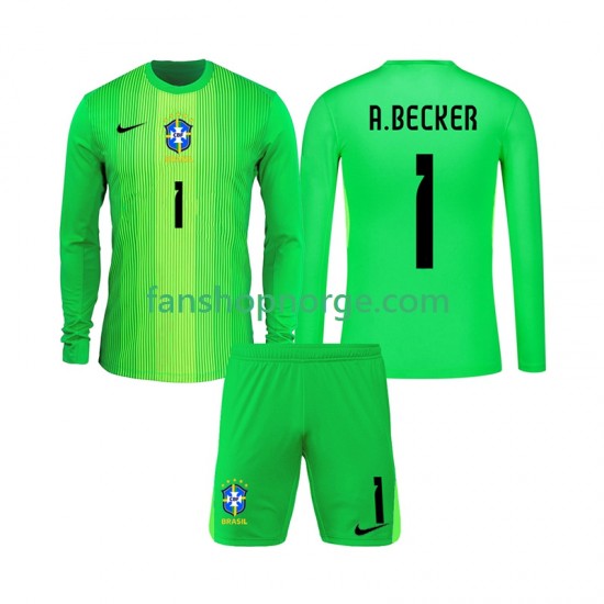 Billige Fotballdrakter Brasil Alisson Becker 1 Keeper Barn Hjemmedrakt 2026 Langermet