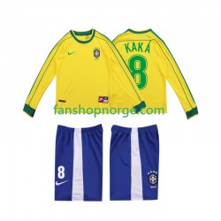 Billige Fotballdrakter Brasil KAKA 8 Retro Barn Hjemmedrakt 1998 Langermet
