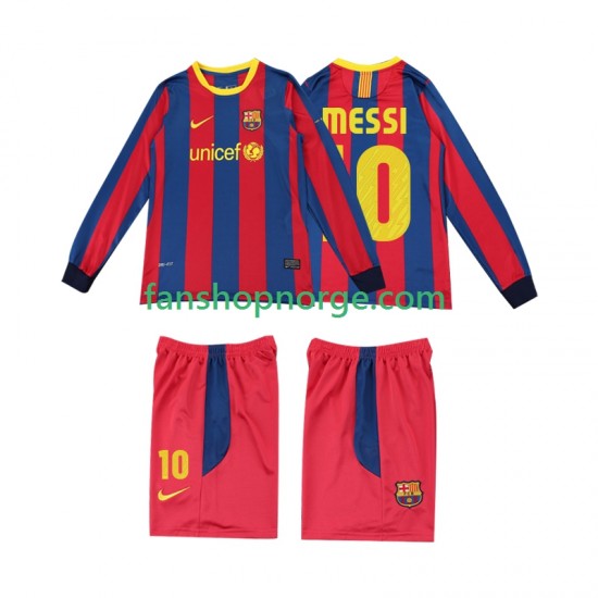 Billige Fotballdrakter FC Barcelona Lionel Messi 10 Retro Barn Hjemmedrakt 2011 2010 Langermet